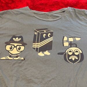 Adidas Charcoal Tee with Quirky Characters